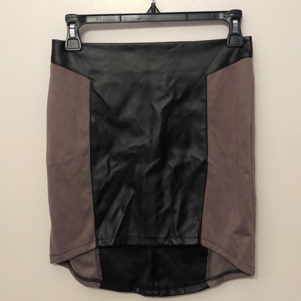 Pleather Panel High Low Skirt